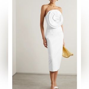 Mara Hoffman Maia White Linen Strapless Dress with Rose